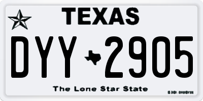 TX license plate DYY2905