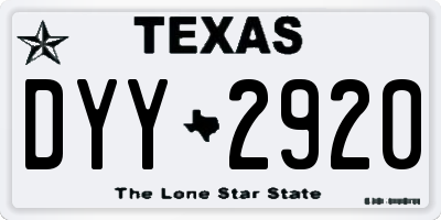 TX license plate DYY2920