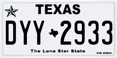 TX license plate DYY2933