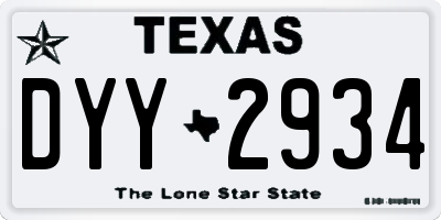 TX license plate DYY2934