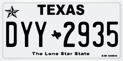 TX license plate DYY2935