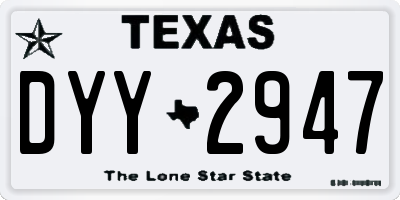 TX license plate DYY2947