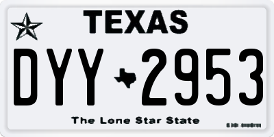 TX license plate DYY2953