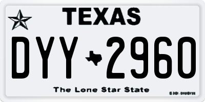 TX license plate DYY2960