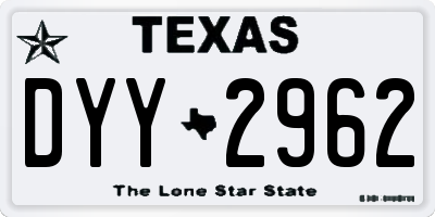TX license plate DYY2962