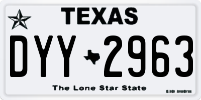 TX license plate DYY2963
