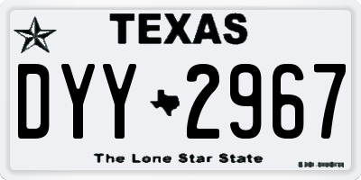 TX license plate DYY2967