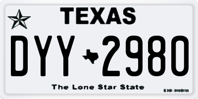 TX license plate DYY2980