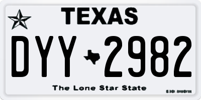 TX license plate DYY2982