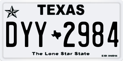 TX license plate DYY2984