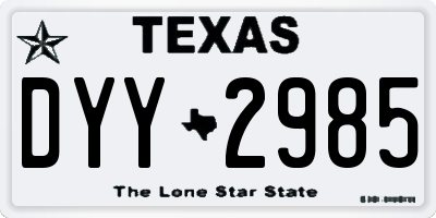 TX license plate DYY2985