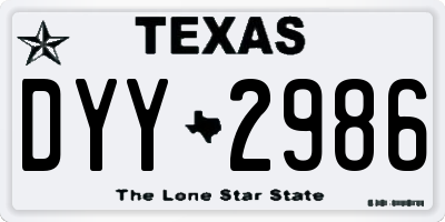 TX license plate DYY2986