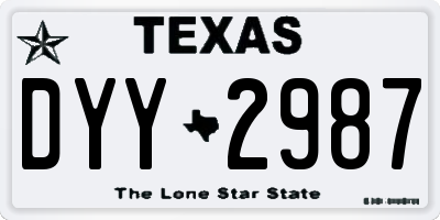 TX license plate DYY2987