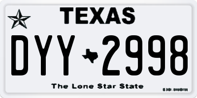 TX license plate DYY2998