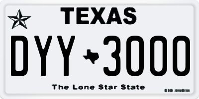 TX license plate DYY3000