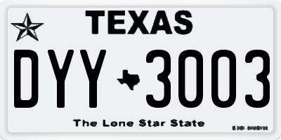 TX license plate DYY3003
