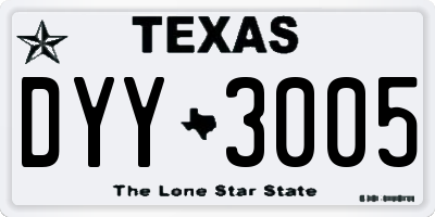 TX license plate DYY3005