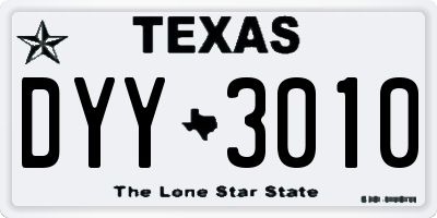 TX license plate DYY3010