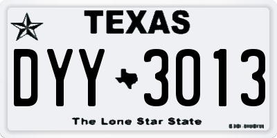 TX license plate DYY3013
