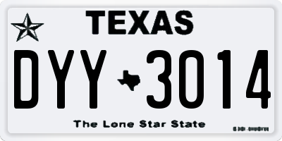 TX license plate DYY3014