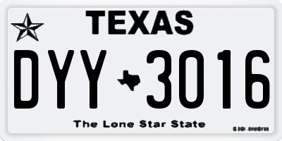 TX license plate DYY3016