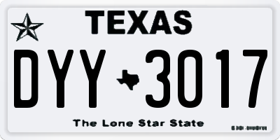 TX license plate DYY3017