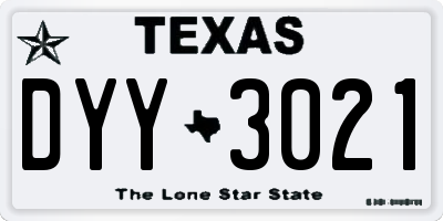 TX license plate DYY3021