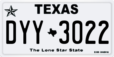 TX license plate DYY3022