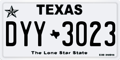 TX license plate DYY3023