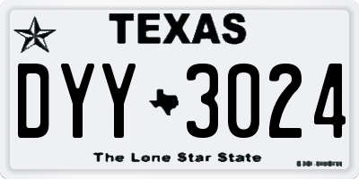 TX license plate DYY3024