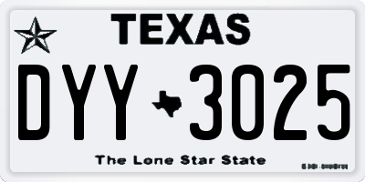 TX license plate DYY3025