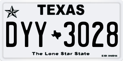 TX license plate DYY3028