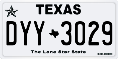 TX license plate DYY3029