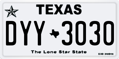 TX license plate DYY3030