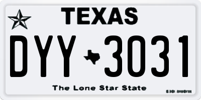 TX license plate DYY3031