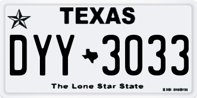 TX license plate DYY3033