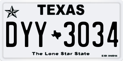 TX license plate DYY3034