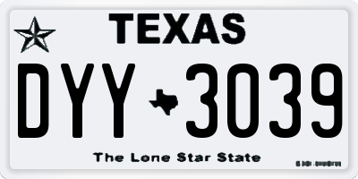 TX license plate DYY3039