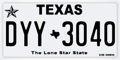 TX license plate DYY3040