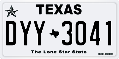 TX license plate DYY3041