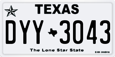 TX license plate DYY3043