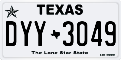 TX license plate DYY3049
