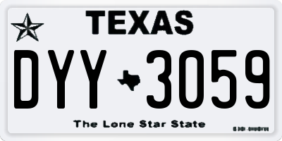 TX license plate DYY3059