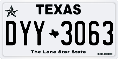 TX license plate DYY3063