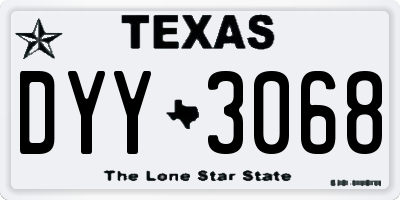 TX license plate DYY3068