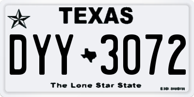 TX license plate DYY3072