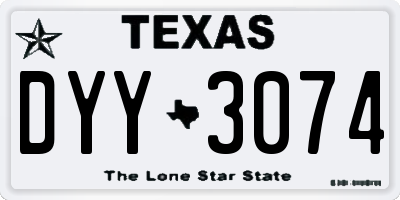 TX license plate DYY3074