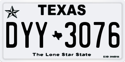 TX license plate DYY3076