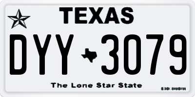 TX license plate DYY3079