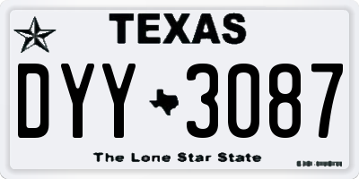 TX license plate DYY3087